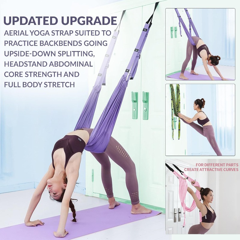 Yoga Fitness Stretching Strap - Adjustable Aerial Yoga Hammock Set Pilates