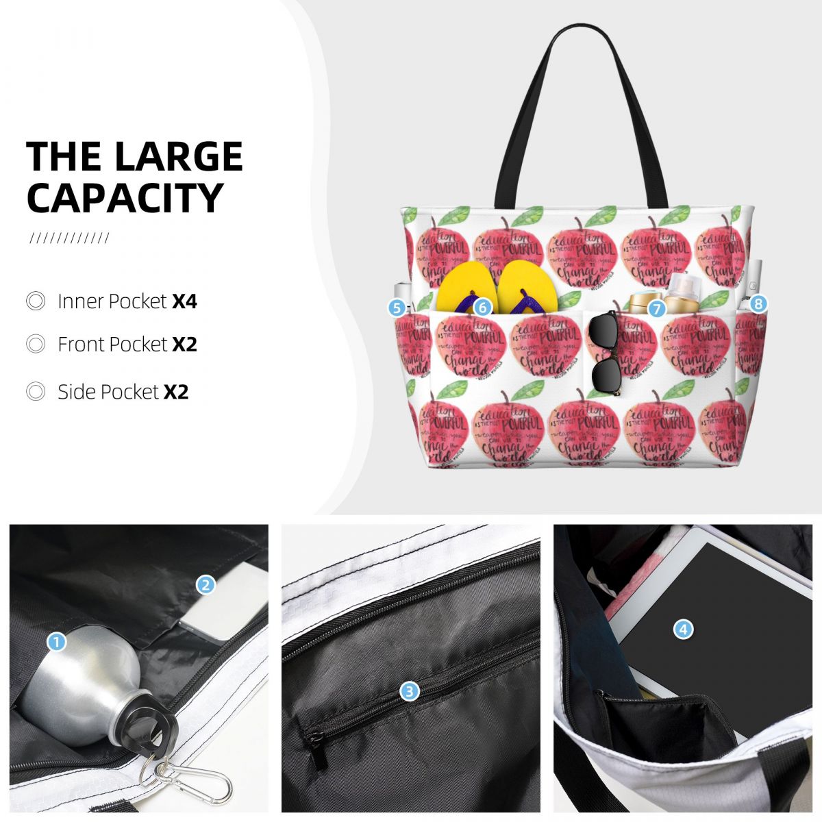 Teacher Quote Beach Tote Bag S - Yoga Fitness Quotes recension och pris